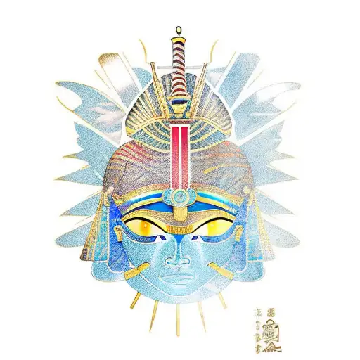 Golden Egyptian Hawk With Sun On Head