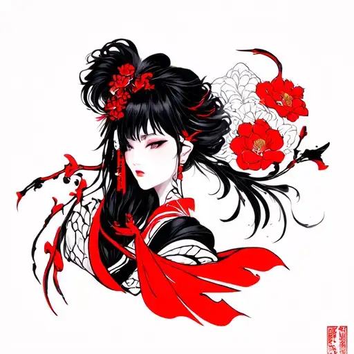 Black And Red Anime Character