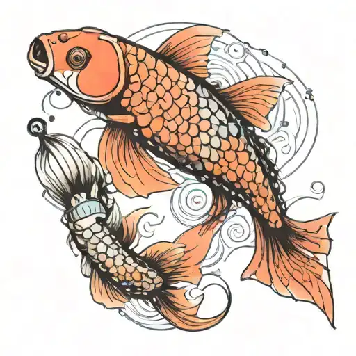 Cybernetic Koi Fish With Glitch Aesthetic