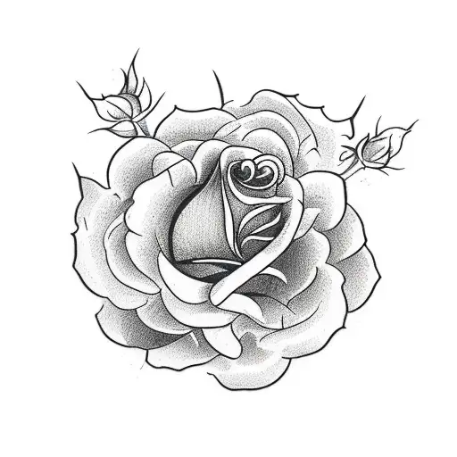 A Beautiful Rose With A Stalk And Thorns