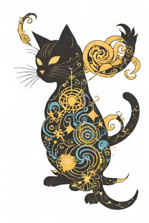 A Chaotic Mix Of Sparkling Rave Symbols Forming A Techno Cat Silhouette