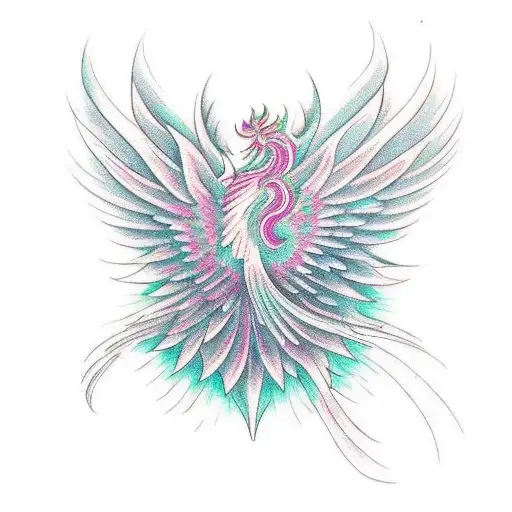 A Majestic Phoenix Perched On A Blooming Lotus Flower