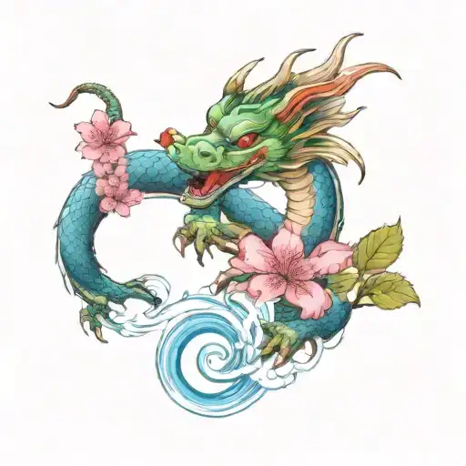 Water Dragon Cherry Blossoms Tree