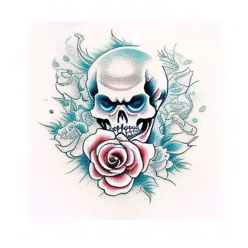 Flaming Money Roses With Skeletons