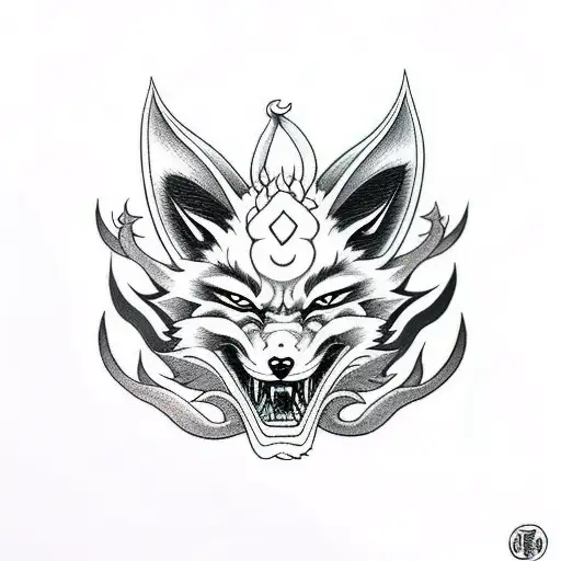 Fox Demon Oni With Datura Flowers