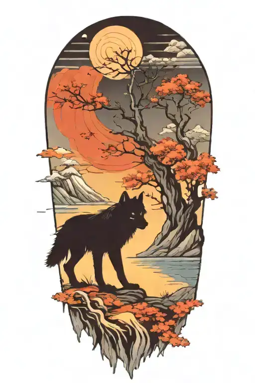 A Single Lone White Wolf Silhouette