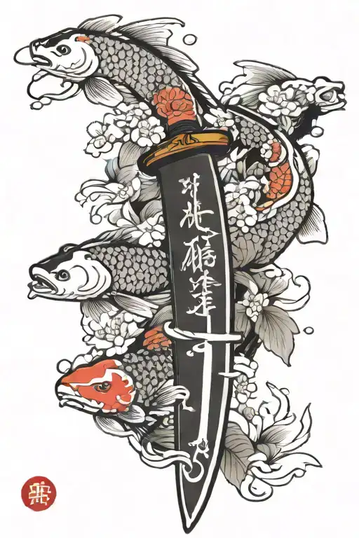 Koi Fish Sakura Branch Katana Sword