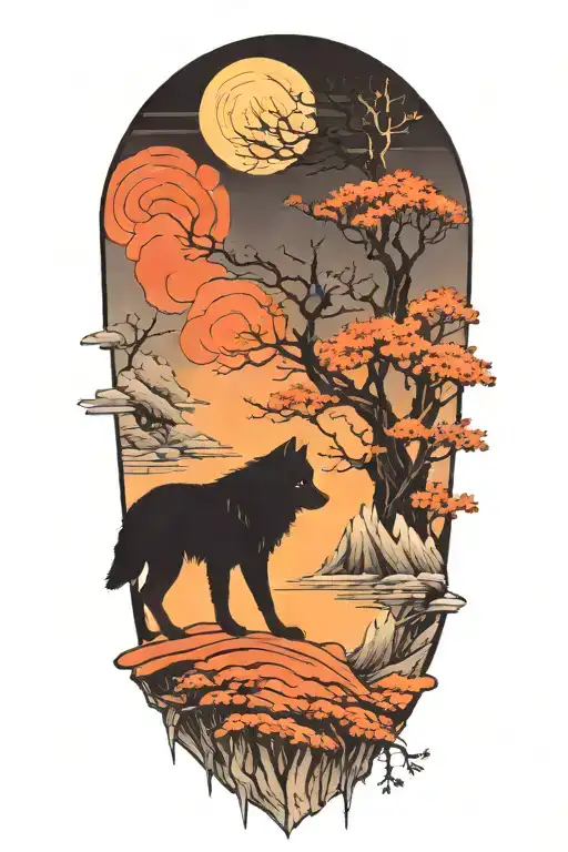 A Single Lone White Wolf Silhouette