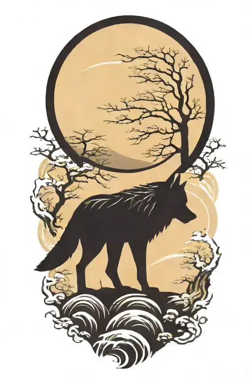 A Single Lone White Wolf Silhouette