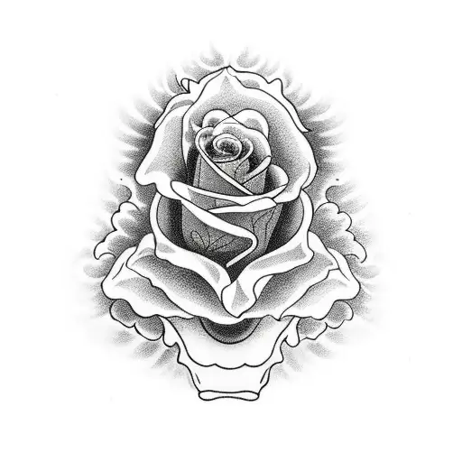 Skeleton Hand Rose With Flaming Roses