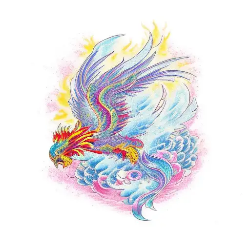 A Phoenix Rising From A Book With Vibrant Colors
