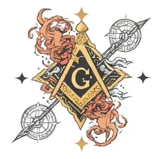 Freemason Symbol With Sagittarius Constellation