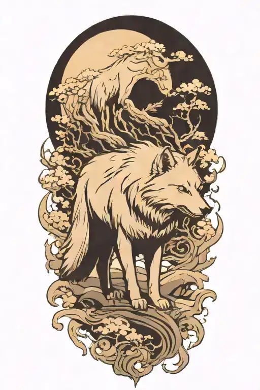 A Single Lone White Wolf Silhouette