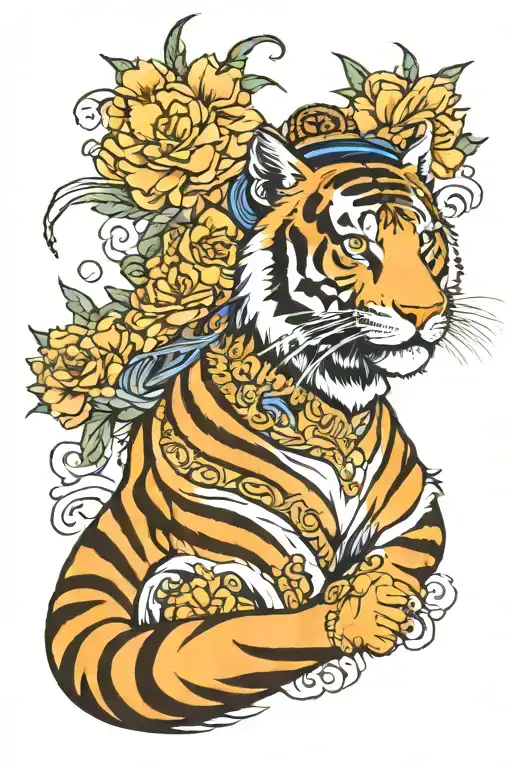 Virgo The Virgin With A Head Gear Of The Head Of A Powerful Tiger Colored