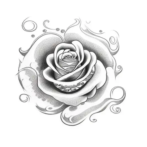 Rose Flower With Koi Fish