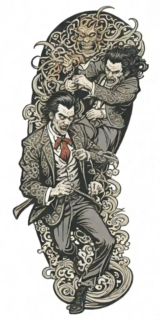 Jekyll And Hyde Fighting Each Other