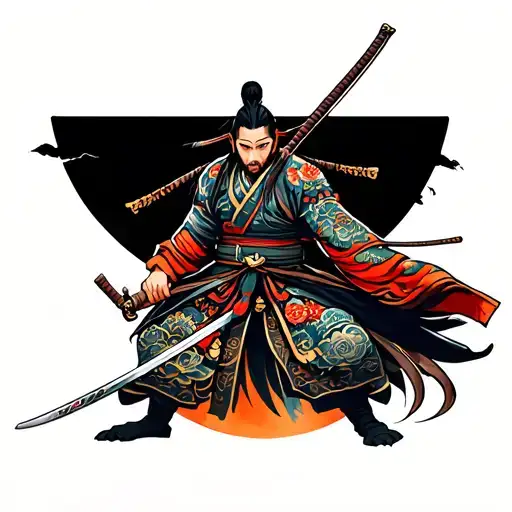 Japanse Warrior With Sword