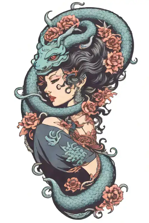 Medusa Goddess With Oni Mask