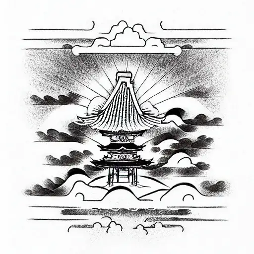 Japanese Shrine Sunset