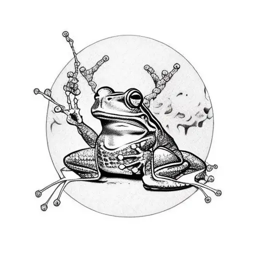 The Frog Is Sitting On The Skull