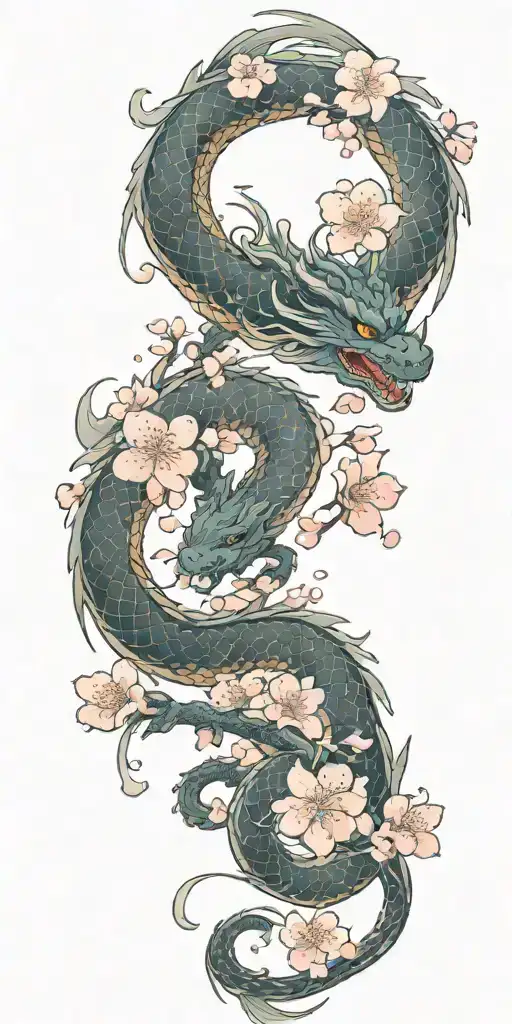 Dragon Cherry Blossom Petals Falling