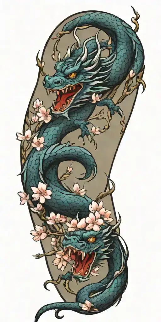 Dragon Cherry Blossom Petals Falling