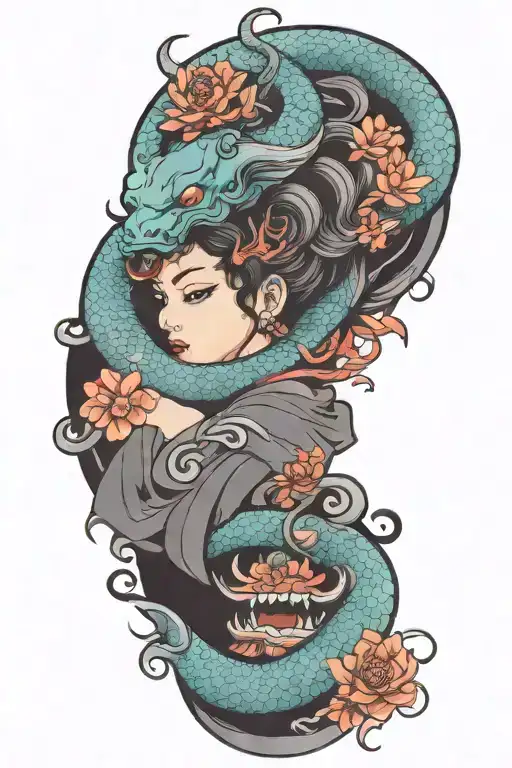 Medusa Goddess With Oni Mask No Color
