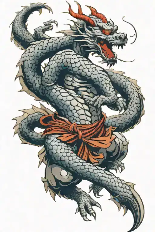Dragon Wrapped Around Samurai Warrior