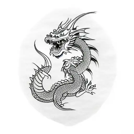 Dragon With Japanese Fish