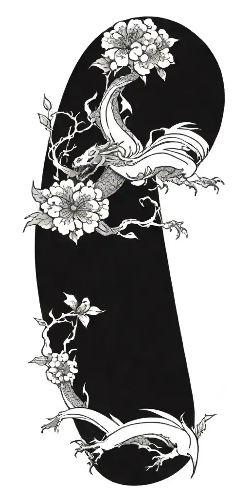 Dragon Cherry Blossom Petals Falling