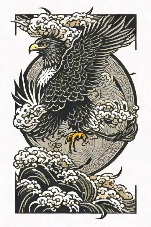 Hawk Swooping Down On Thunder Cloud