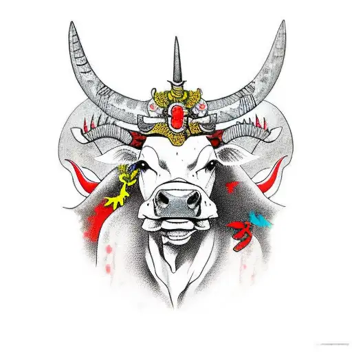 Cow With Devil Horns In Samurai Armour