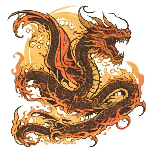 A Dragon Breathing Fire In An Urban Landscape