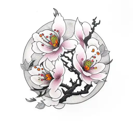 Cherry Blossom With A Phoenix