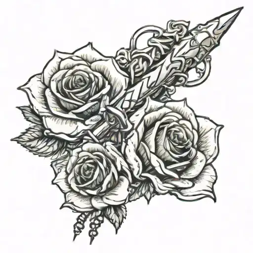 Dagger A Rose With The Rosary Wrapped