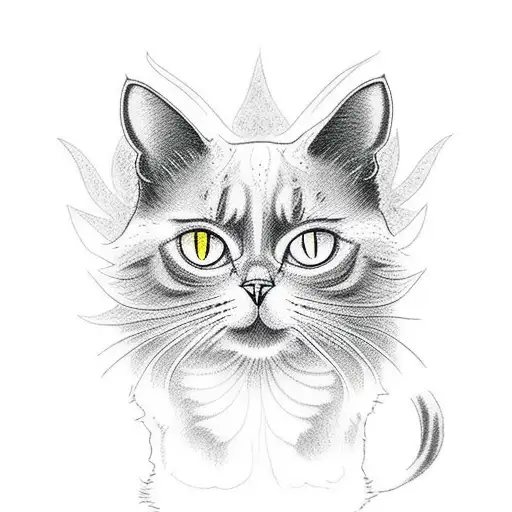 Black-grey Cat Silhouette With Eerie Eyes