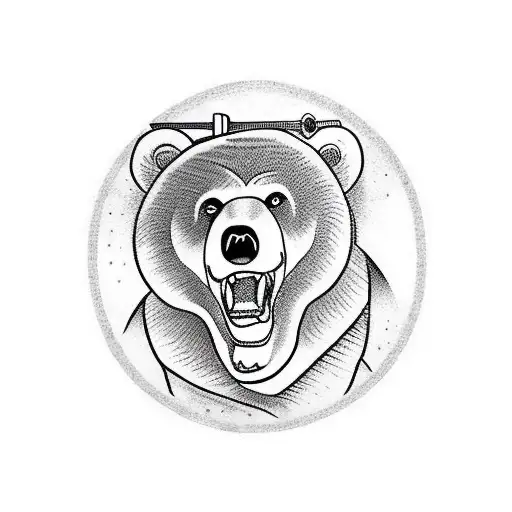 A Bear On Its Hind Legs Angrily Kicks Its Paw