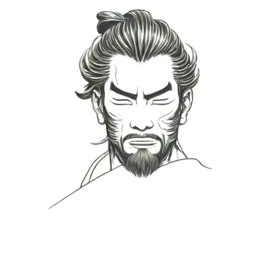 Coverup Japanese Samurai Masked Warrior With Clouds Surrounding