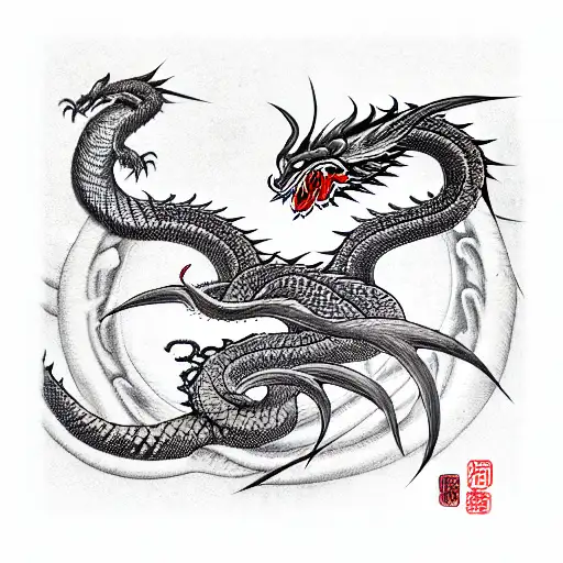 Red Dragon And Black Snake