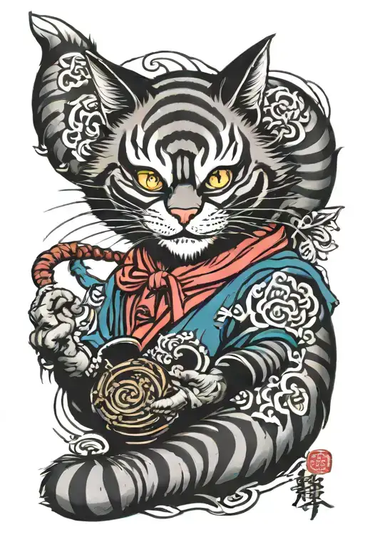 Cheshire Cat With Geisha