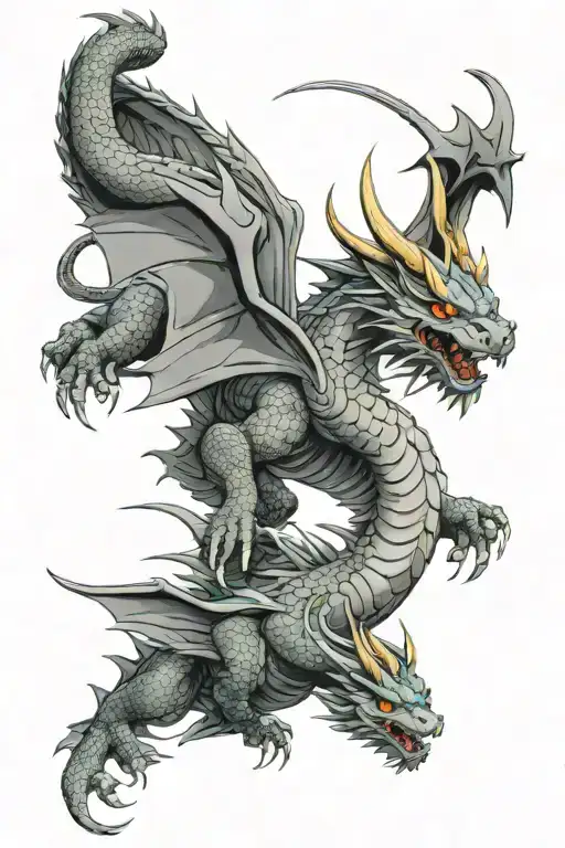 Anime And Dragon Flying