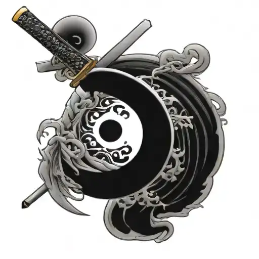 Katana Ying Yang Symbol