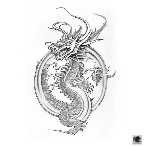 Dragon Fighting A Samurai