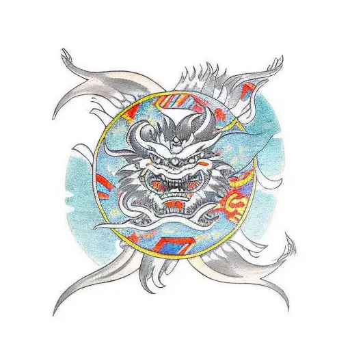 Sun God Aztec Dragon Tribal