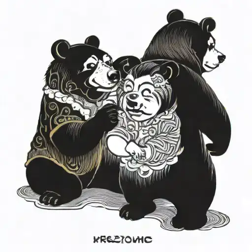 Bear Head Children Playing