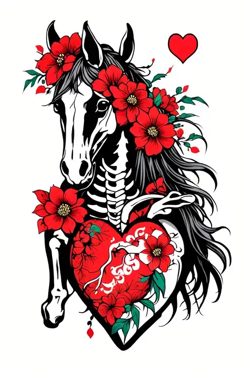 Skeleton Horse Heart Flowers