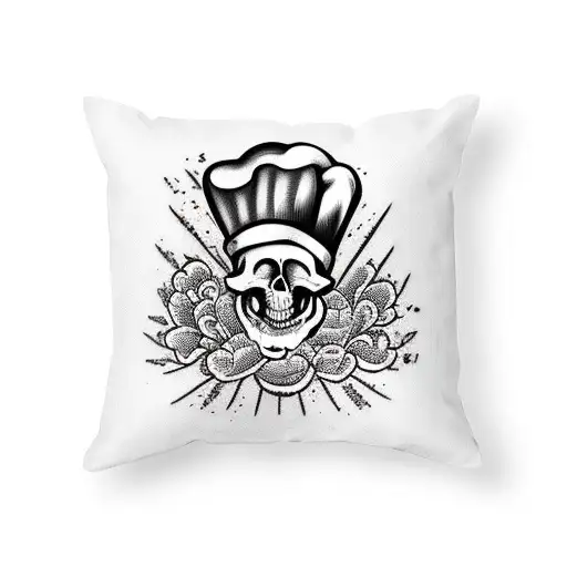 Skull Wear Chef Hat With Knife