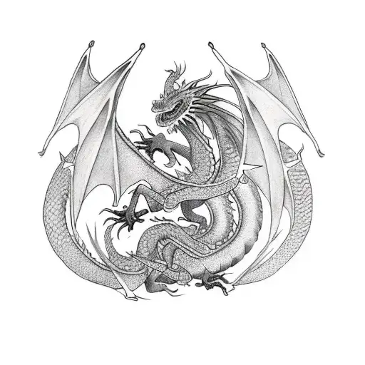 Dragon Negro Con Rojo