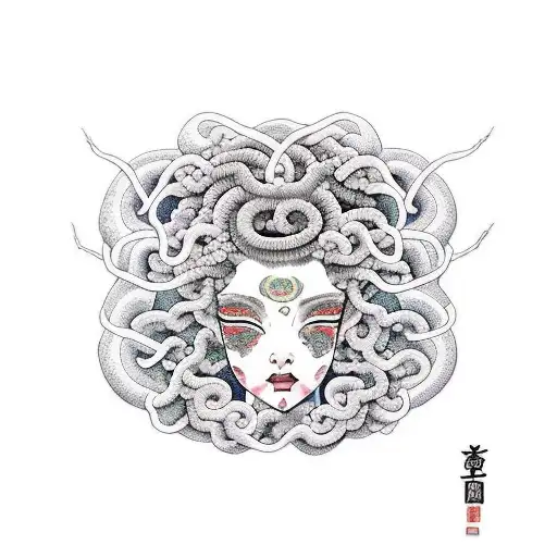 Colorful Medusa For Upper Chest