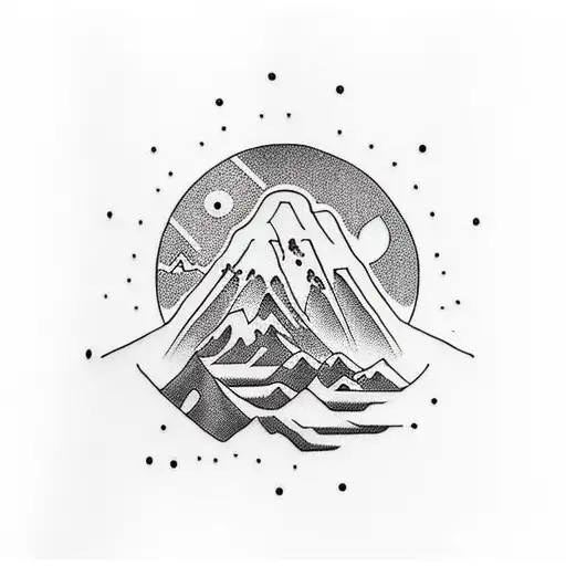 A Minimalist Tattoo Of A Mountain Range With A Hiking Boot On Top